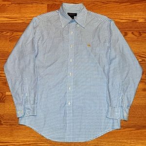 BROOKS BROTHERS Non Iron Casual Dress Shirt Sz Med Blue Windowpane Plaid Checks